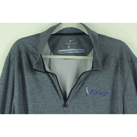 Nike Dri-Fit Shirt Quarter Zip Gray Surgalign Branded Long Sleeve Mens XXL 2XL - Picture 3 of 8